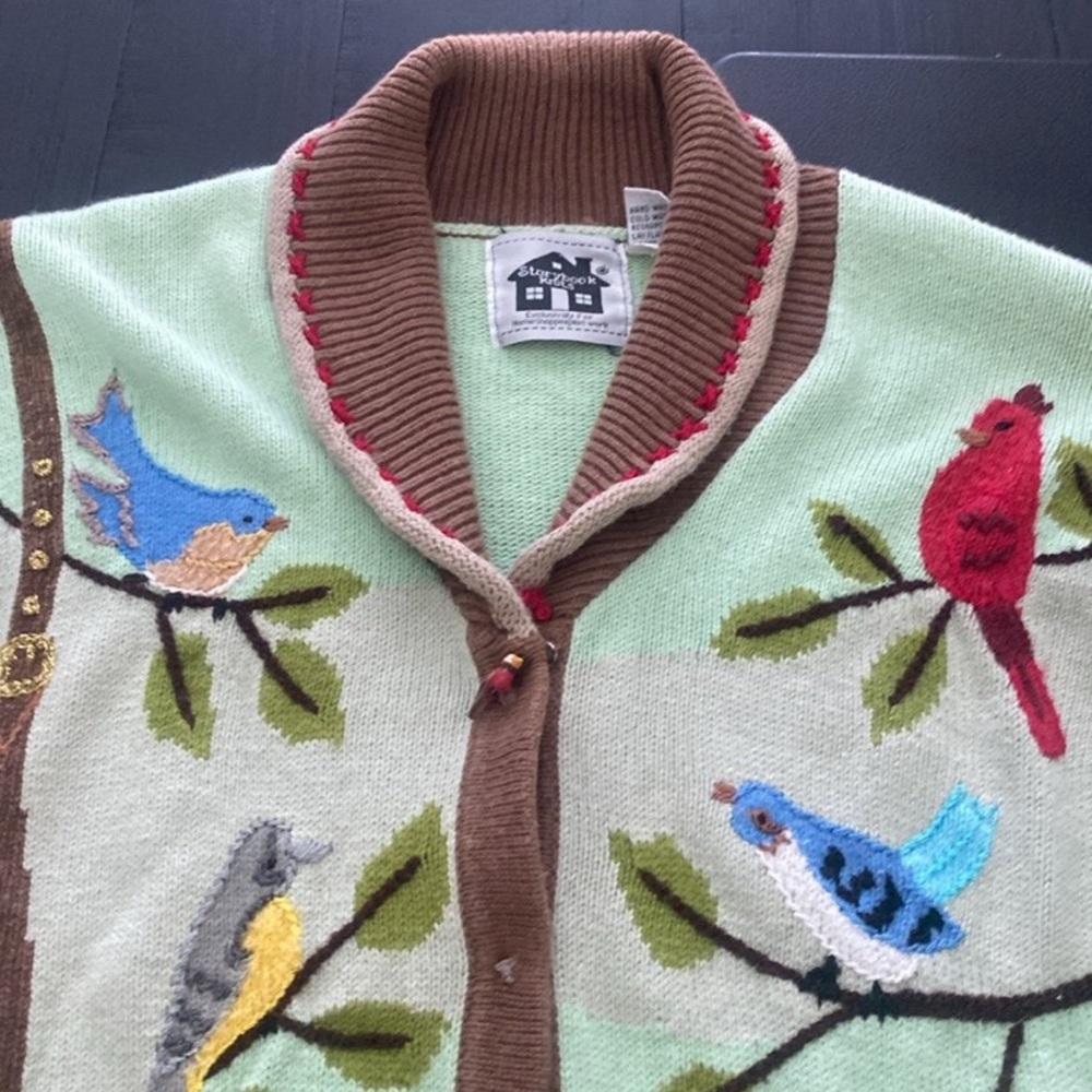 Storybook Knits Bird watcher Embroidered Cardigan - Picture 3 of 11